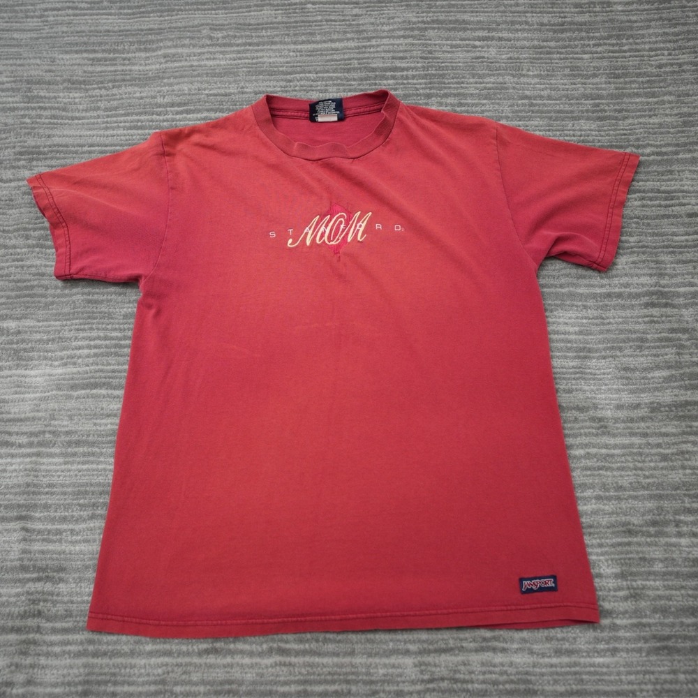 Jansport T Shirt Red Stanford Mom‎ Cotton Vintage Crew Neck Short Sleeve Medium